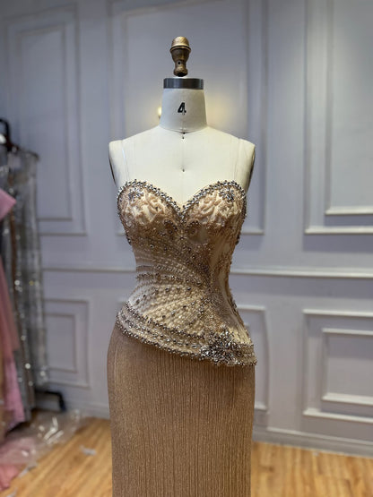 Luxury Tiffany Sweetheart Beaded Fringe Evening Dress LA73800