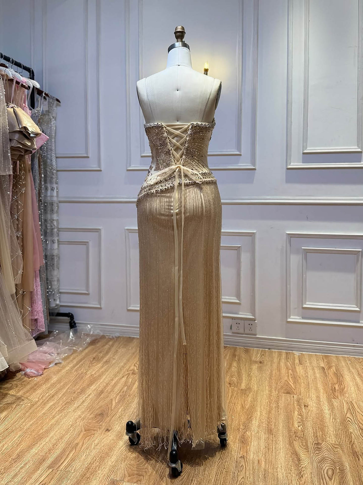 Luxury Tiffany Sweetheart Beaded Fringe Evening Dress LA73800