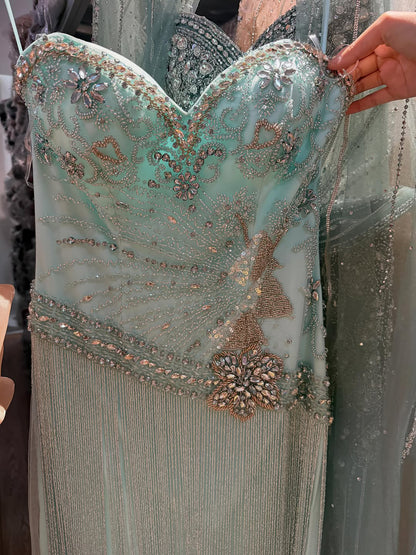 Luxury Tiffany Sweetheart Beaded Fringe Evening Dress LA73800