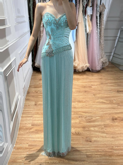 Luxury Tiffany Sweetheart Beaded Fringe Evening Dress LA73800