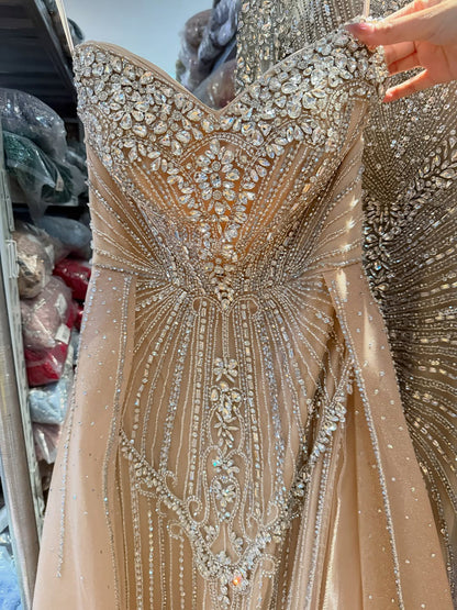 Luxury Nude Sweetheart Baroque Beaded Fitted Mermaid Dress LA73831