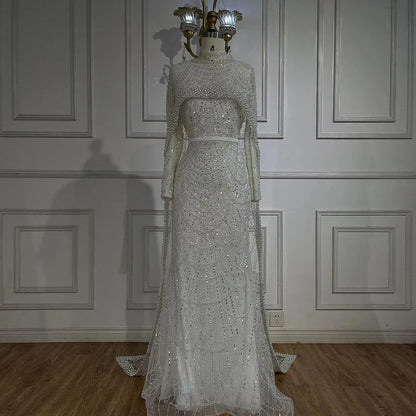 Modest Beaded Long Cape Dubai Evening Dresses LA72032M