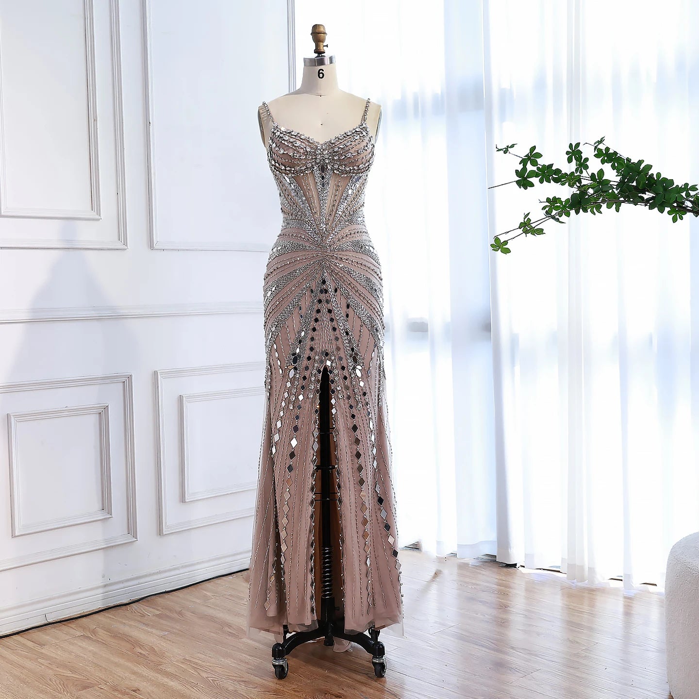 Luxury Nude Corset Beaded Mermaid Prom Dress LA72803A