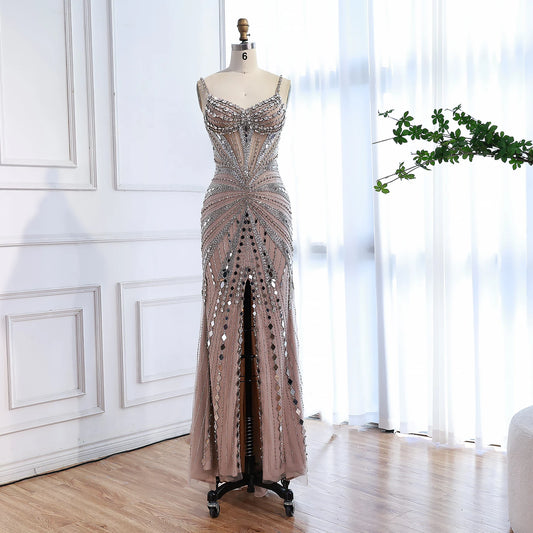 Luxury Nude Corset Beaded Mermaid Prom Dress LA72803A