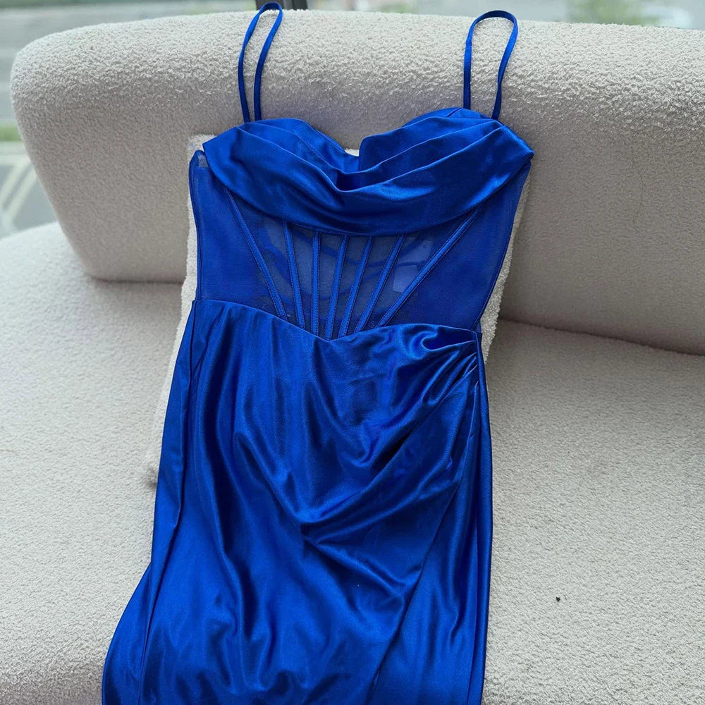 Pink Mermaid Sweetheart Ruched Silk Satin Evening Dress LA73153