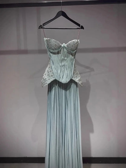 Luxury Olive Green Two Pieces Corset Beaded Mermaid Dress LA73356 2026