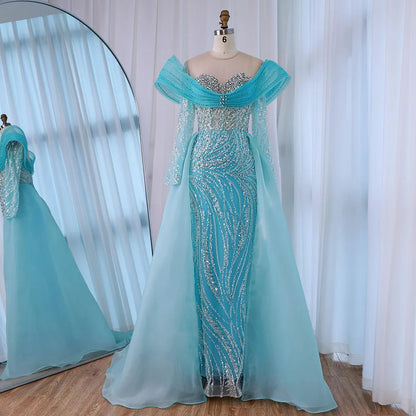 Elegant White Nude Sequin Beaded Mermaid Evening Gown LA72266C