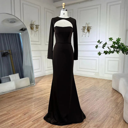 Luxury Dubai Blue Satin Mermaid Evening Dress Lace-Up Back LA72416