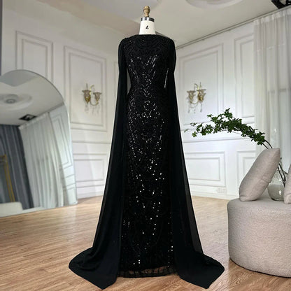 Luxury Beaded Gown With Cape Sleeves LA72160A