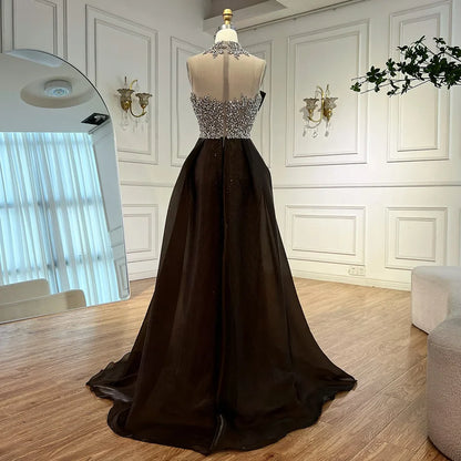 Luxury Beaded Arabic Evening Dress with Slit LA72769