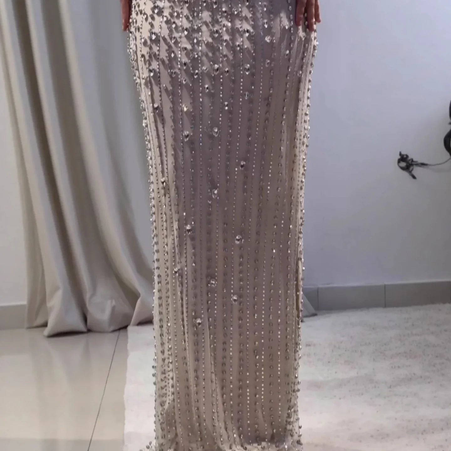 Luxury Nude Luxury Crystal Beaded Evening Dress LA73352