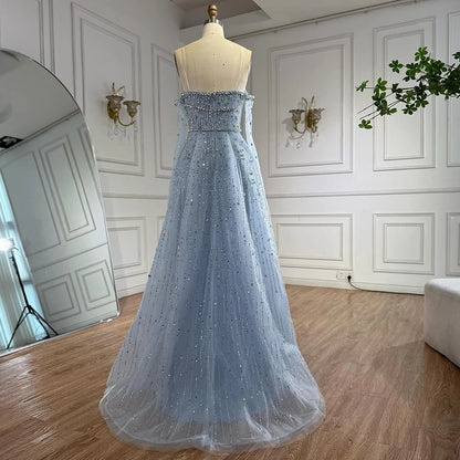 Luxury Nude Crystal Beaded A-Line Evening Dress with Split LA72949