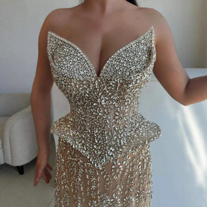 Luxury Kosovo Crystal A-Line Two Piece Evening Dress LA73209