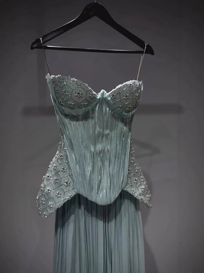 Luxury Olive Green Two Pieces Corset Beaded Mermaid Dress LA73356 2026