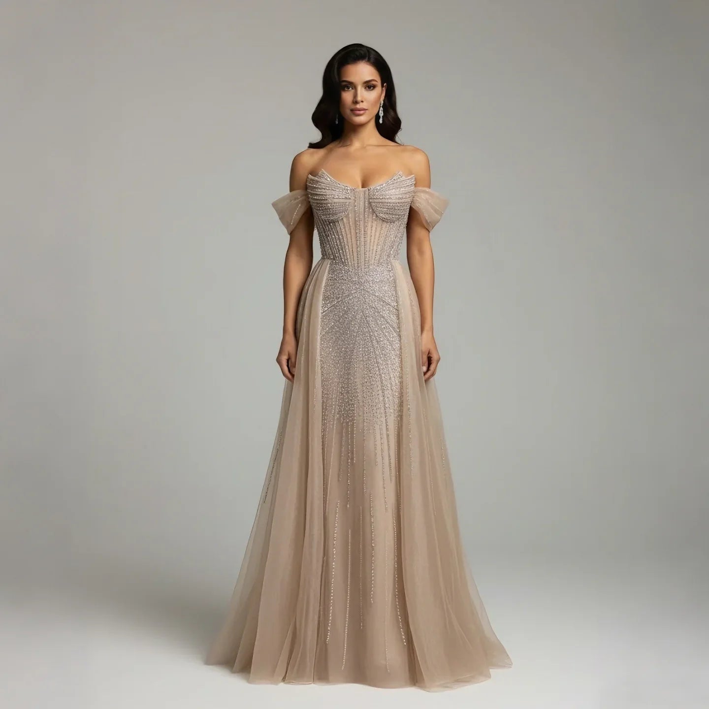 Serene Hill Arabic Luxury Beaded Mermaid Evening Dresses LA73454