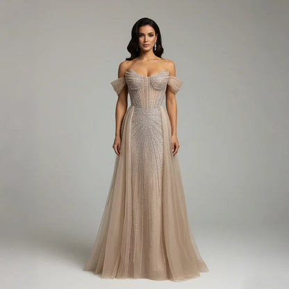 Serene Hill Arabic Luxury Beaded Mermaid Evening Dresses LA73454