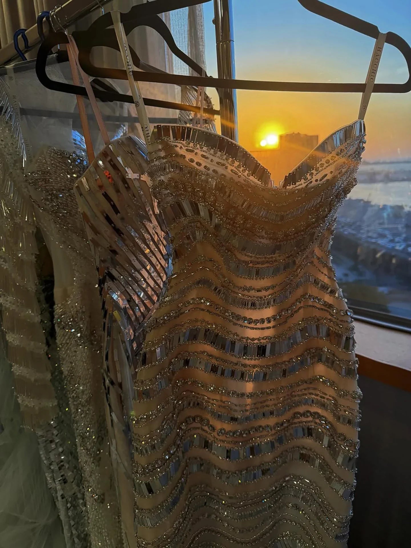 Luxury Silver Nude Beaded Mermaid Evening Dress LA73449