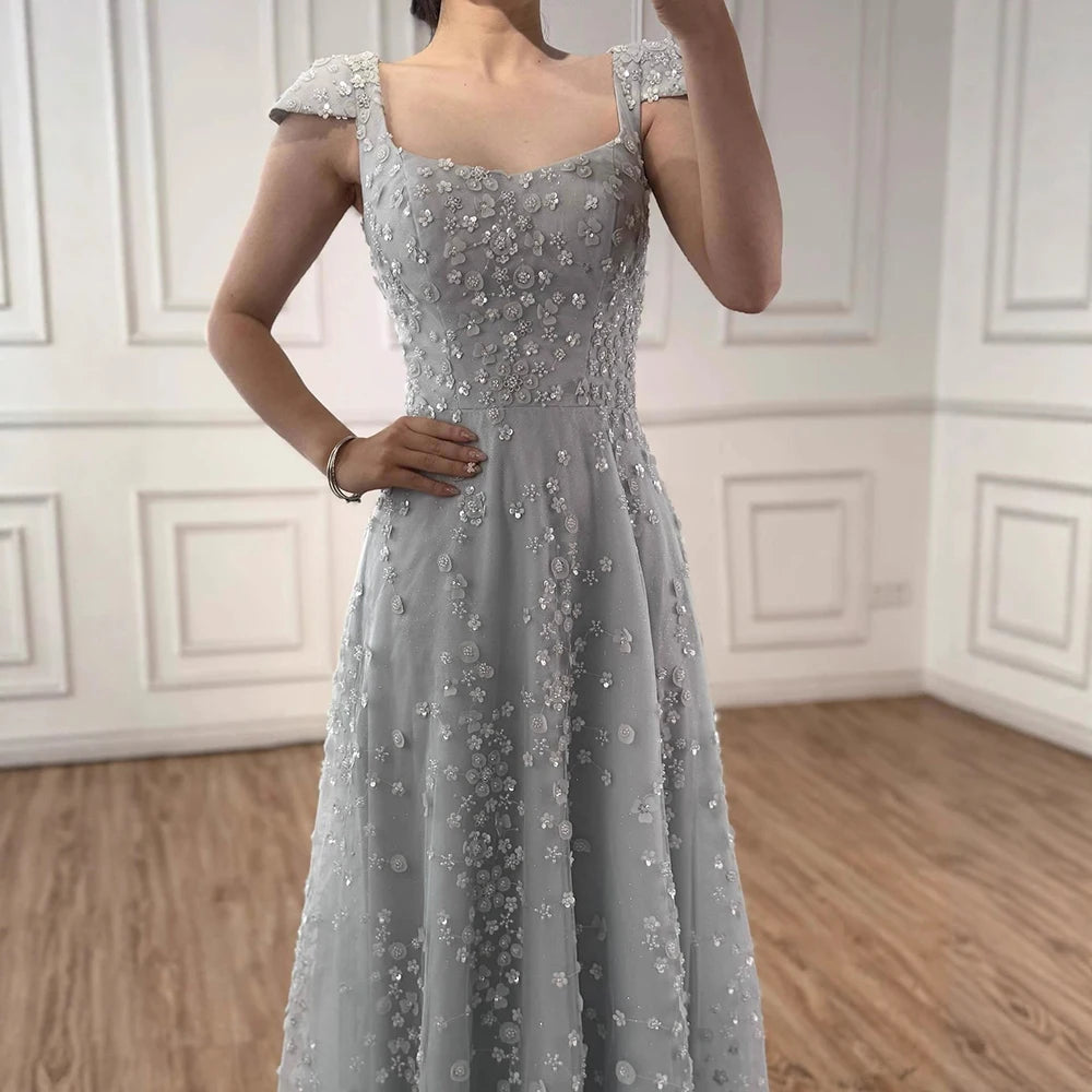 Luxury Pink Floral Appliqué Evening Dress with Open Back 2025 LA73119