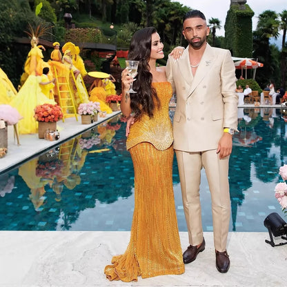 Serene Hill Arabic Orange Two Pieces Corset Evening Dress LA73444