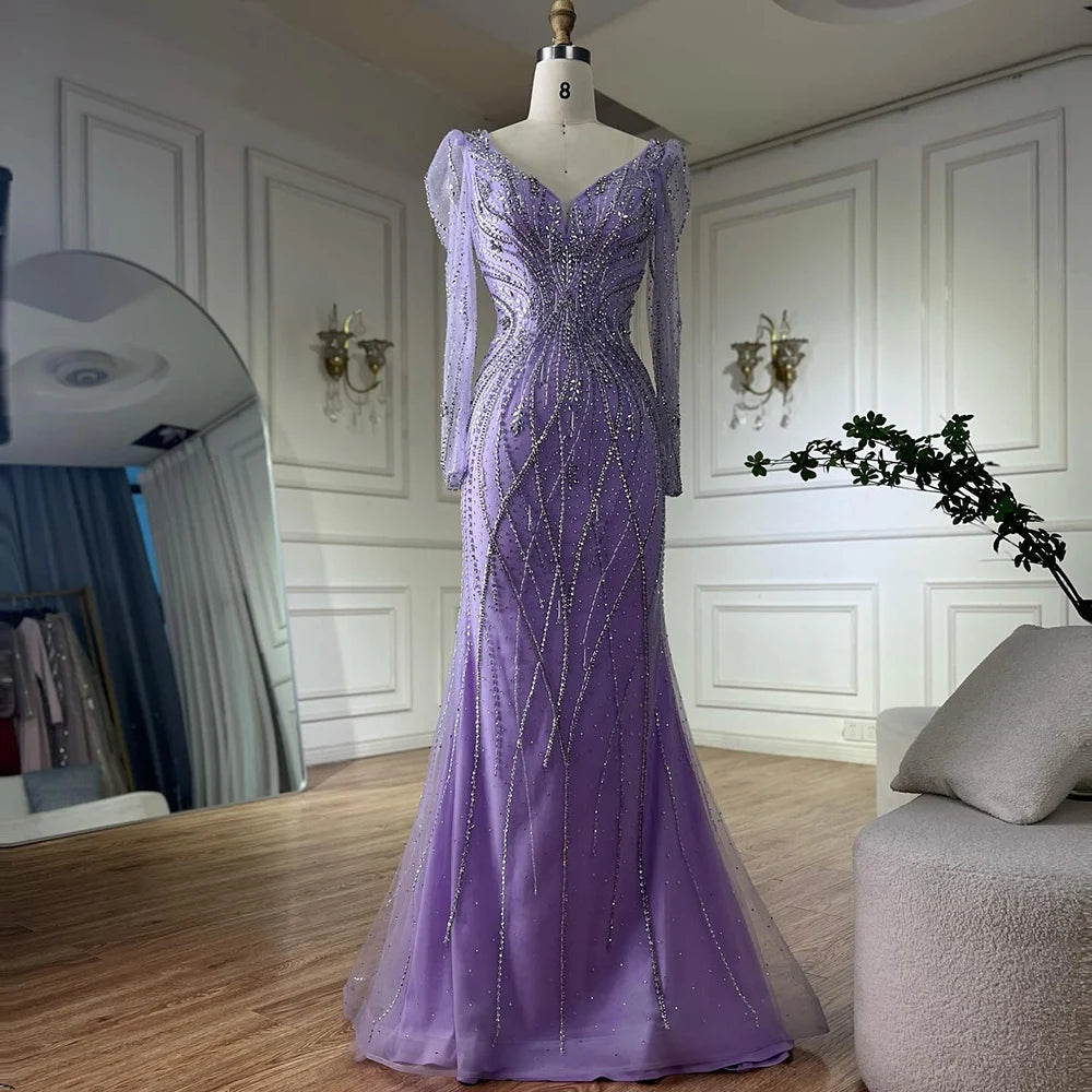 Luxury Nude Beaded Mermaid Evening Gown LA72827 for Formal Occasion