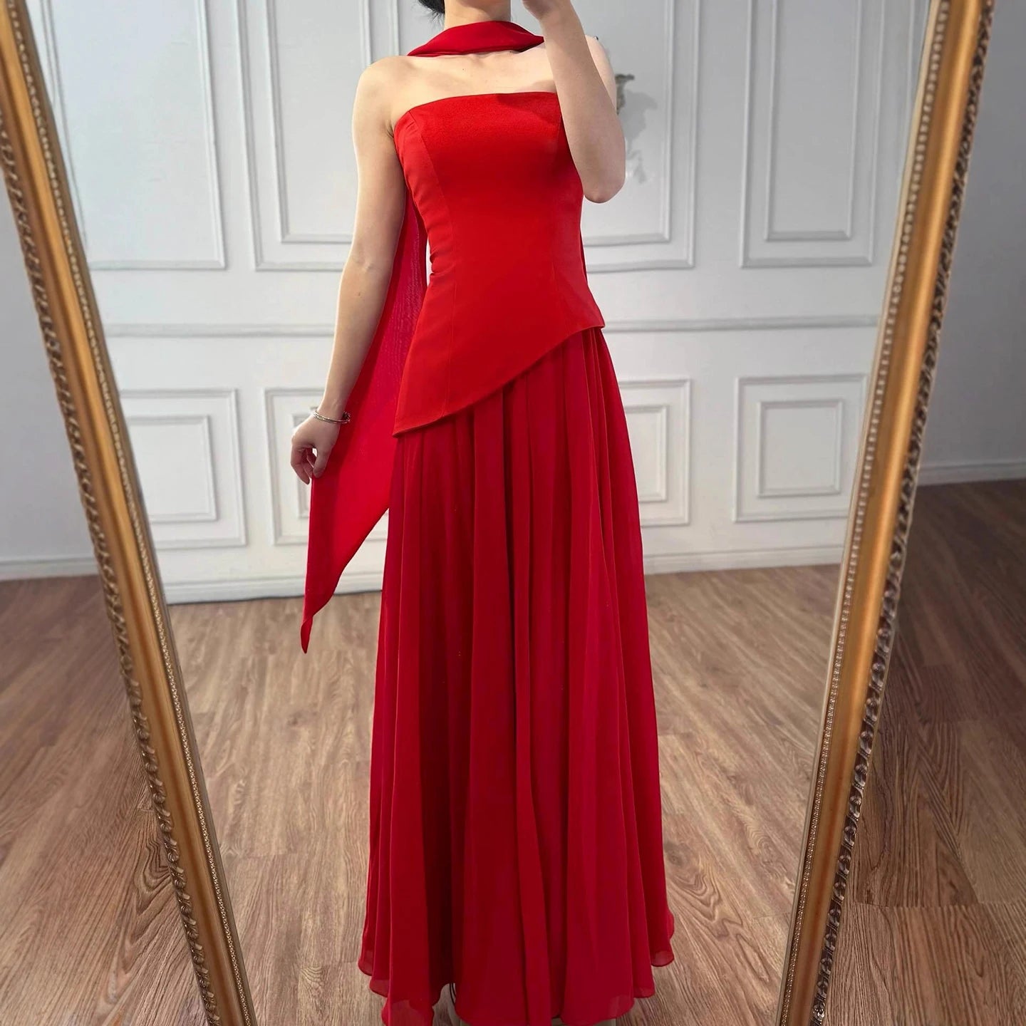 Luxury Lilac   Elegant Evening Dress Flowing Skirt LA73165