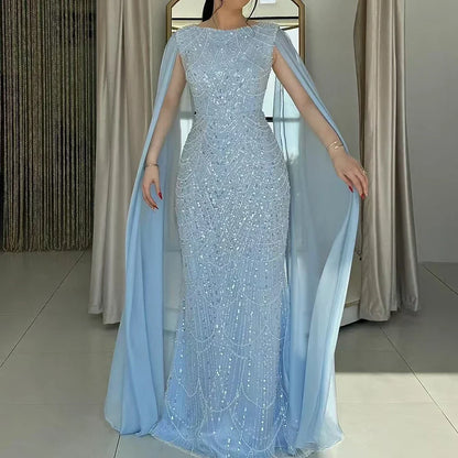 Luxury Beaded Gown With Cape Sleeves LA72160A