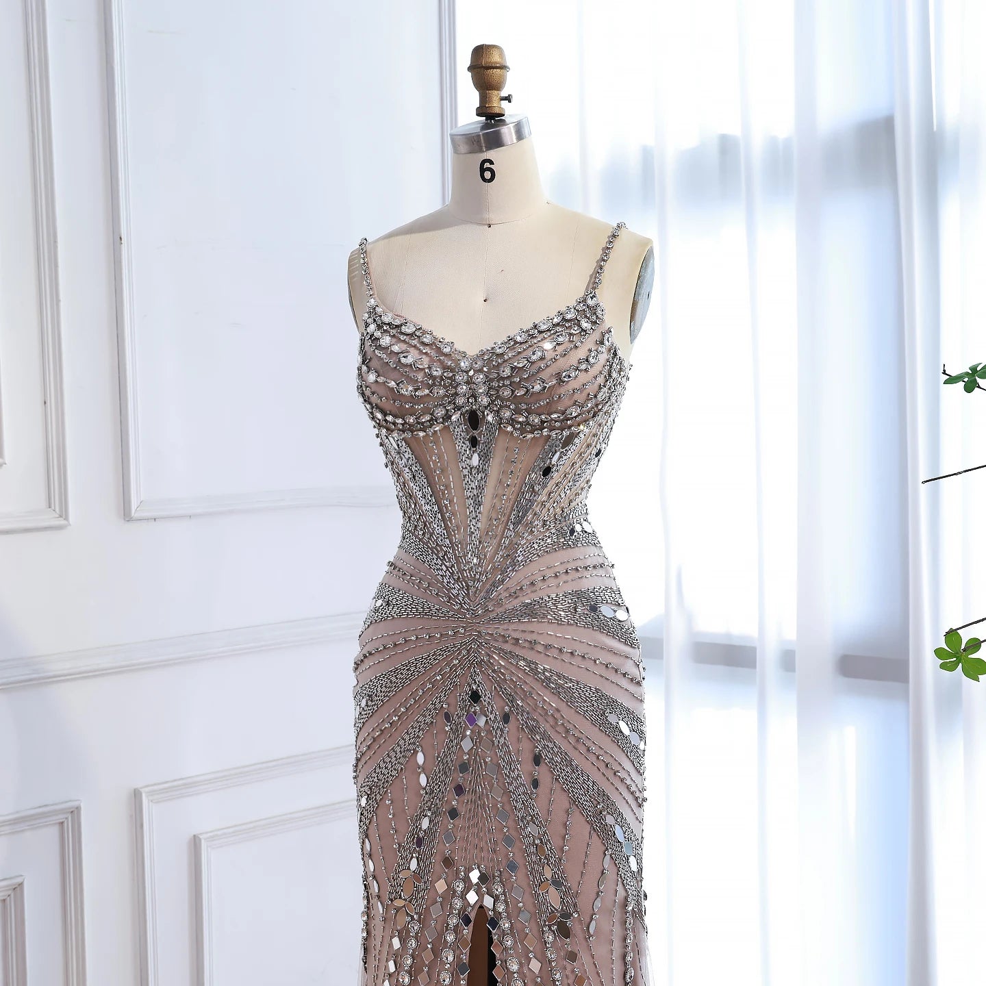 Luxury Nude Corset Beaded Mermaid Prom Dress LA72803A