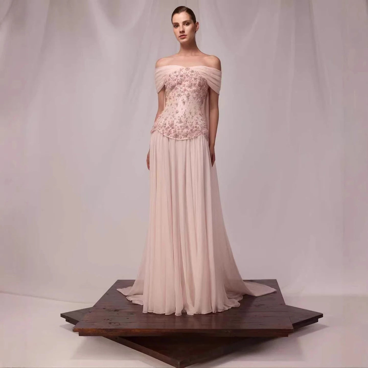 Luxury Pink A-Line Beaded Evening Dress LA73438