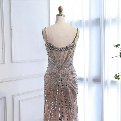 Luxury Nude Corset Beaded Mermaid Prom Dress LA72803A