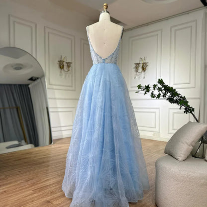 Serene Hill 2025 Arabic Sage Green Elegant Spaghetti Strap Backless A-Line Prom Dress for Women | Wedding Party LA72636