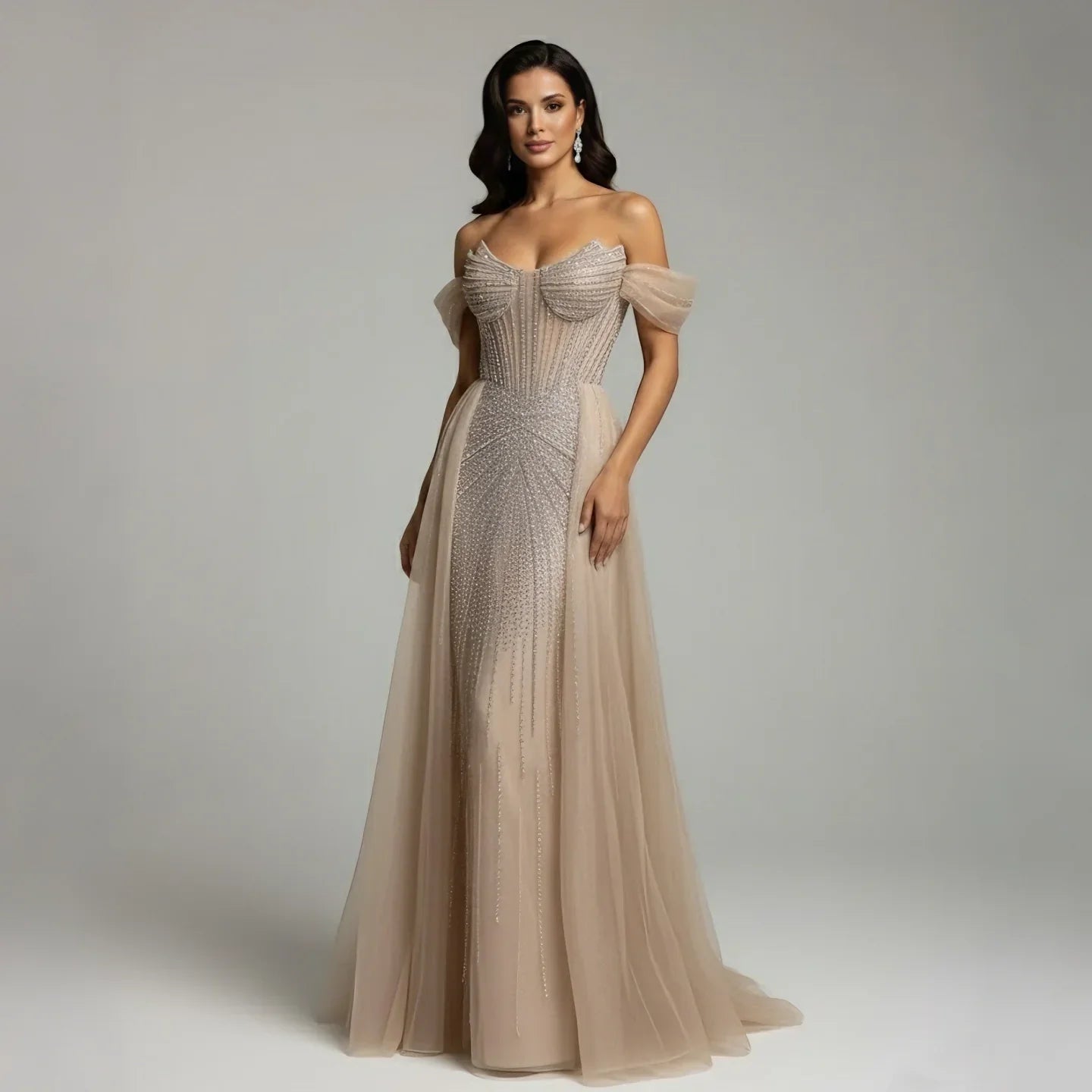 Serene Hill Arabic Luxury Beaded Mermaid Evening Dresses LA73454