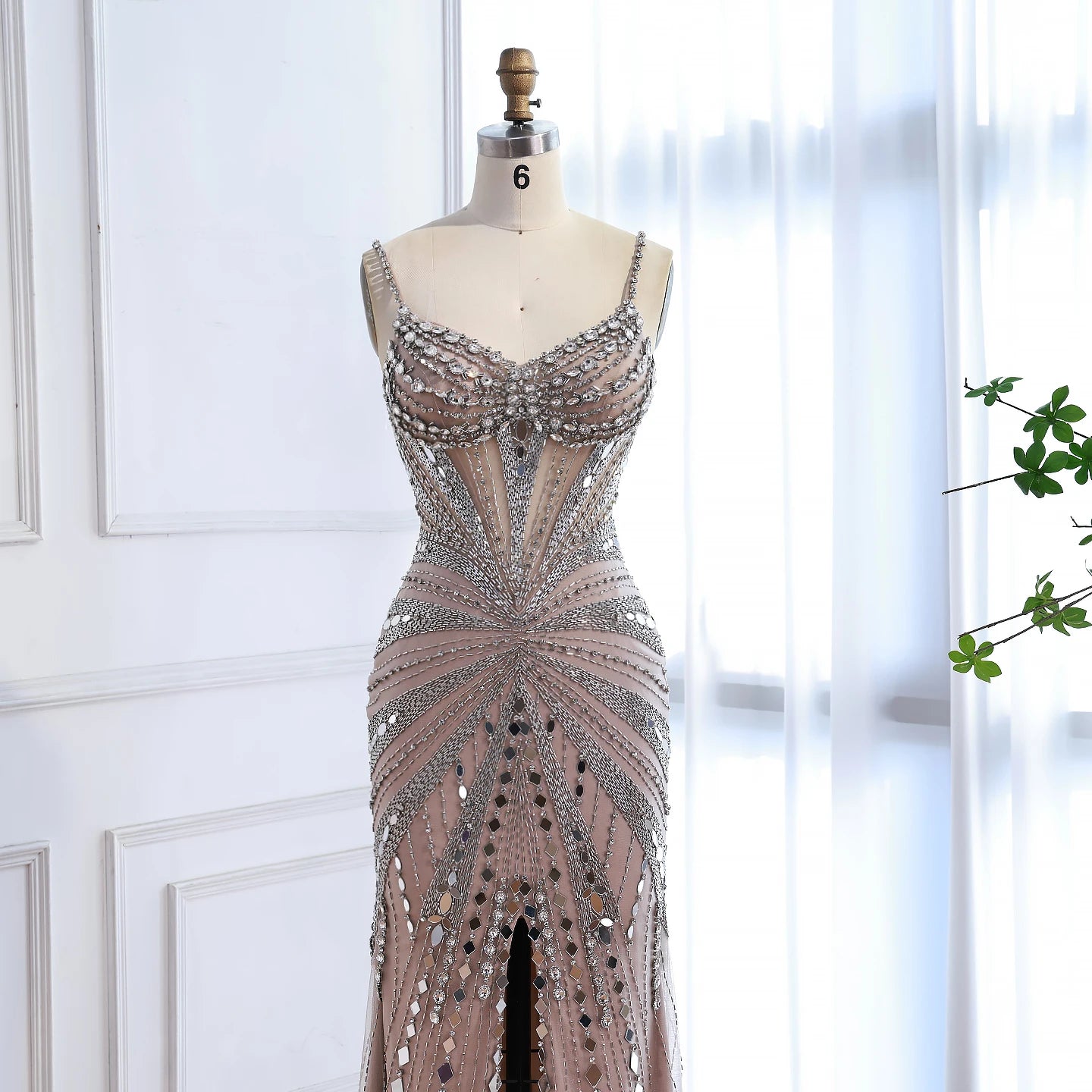Luxury Nude Corset Beaded Mermaid Prom Dress LA72803A