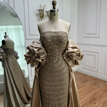 Luxury Arabic Dusty Rose Evening Dresses with Cape  LA72543