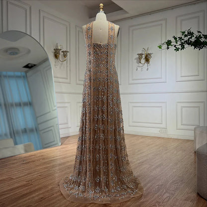 Luxury Nude Beaded Mermaid Evening Dress for Occasion Saudi LA72871