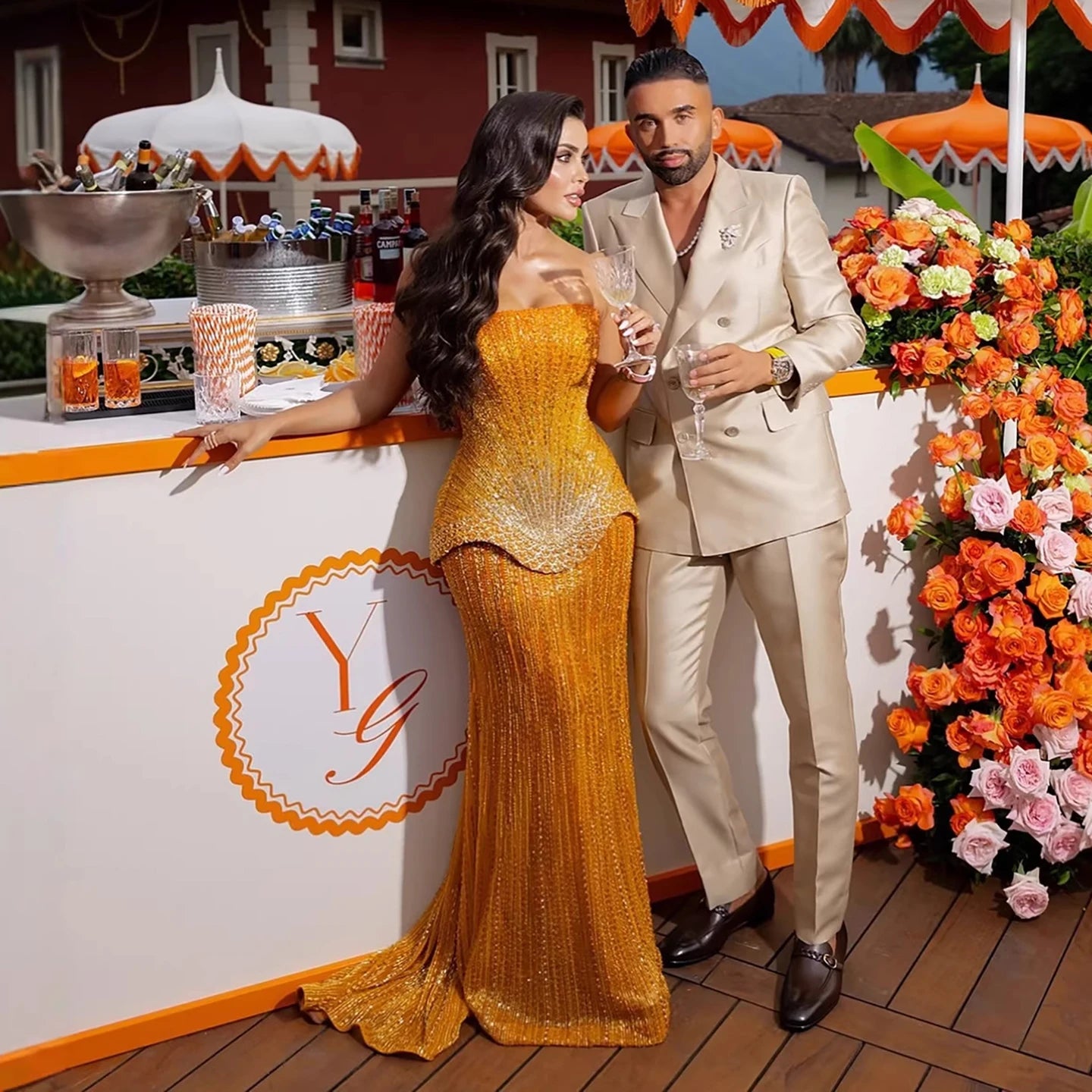 Serene Hill Arabic Orange Two Pieces Corset Evening Dress LA73444