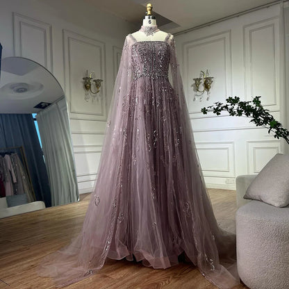 Luxury Designer Nude A-Line Crystal Beaded Arabic Evening Dress LA72764