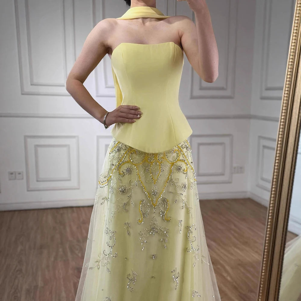 Elegant Sage Green Beaded A-Line Evening Dress Gown LA72809