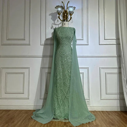 Luxury Beaded Gown With Cape Sleeves LA72160A