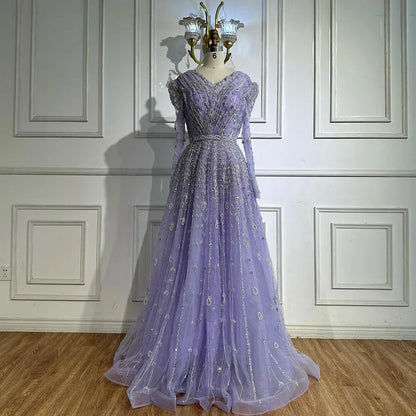 Luxury Nude A Line Beaded Evening Dress for Formal Occasion LA71803D