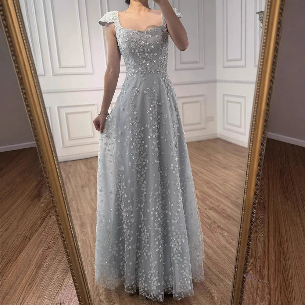 Luxury Pink Floral Appliqué Evening Dress with Open Back 2025 LA73119