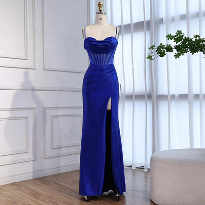 Pink Mermaid Sweetheart Ruched Silk Satin Evening Dress LA73153