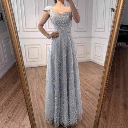 Luxury Pink Floral Appliqué Evening Dress with Open Back 2025 LA73119