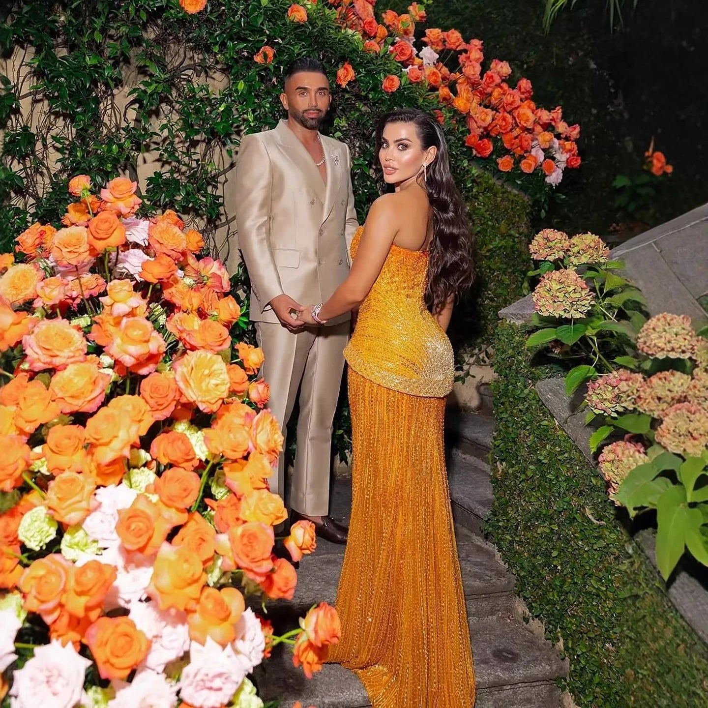 Serene Hill Arabic Orange Two Pieces Corset Evening Dress LA73444