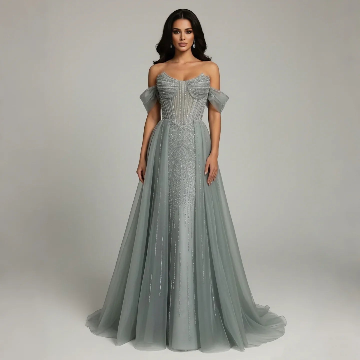 Serene Hill Arabic Luxury Beaded Mermaid Evening Dresses LA73454