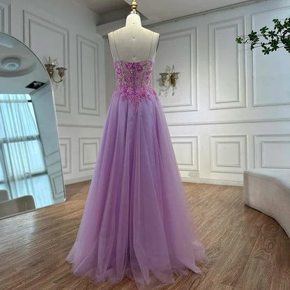 Luxury A-line Sweep Train Tulle Prom Dress with Appliqued LA72972