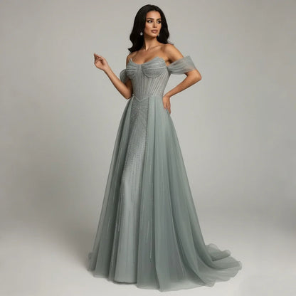 Serene Hill Arabic Luxury Beaded Mermaid Evening Dresses LA73454