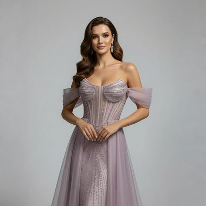 Serene Hill Arabic Luxury Beaded Mermaid Evening Dresses LA73454