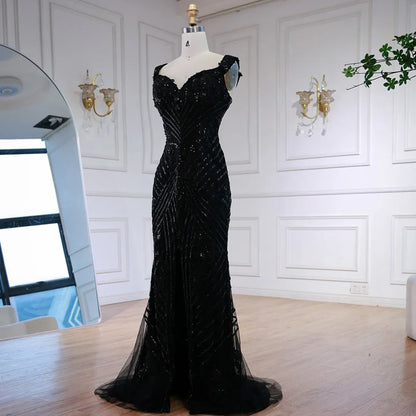 Luxury Silver Gray Off Shoulder Mermaid Evening Dress LA73018