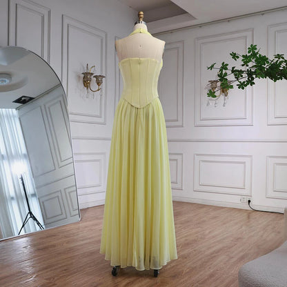 Luxury Designer Sage Green Chiffon Halter Beaded   Evening Dress LA73074