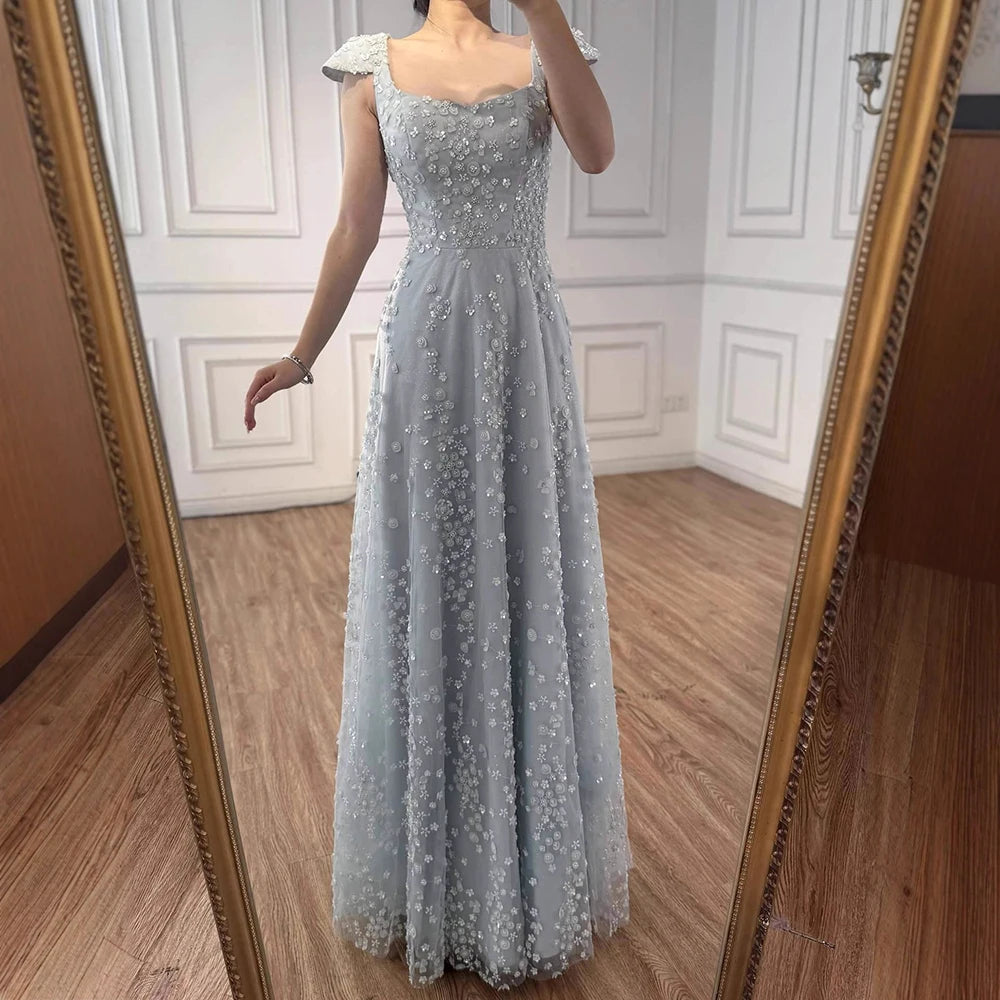 Luxury Pink Floral Appliqué Evening Dress with Open Back 2025 LA73119